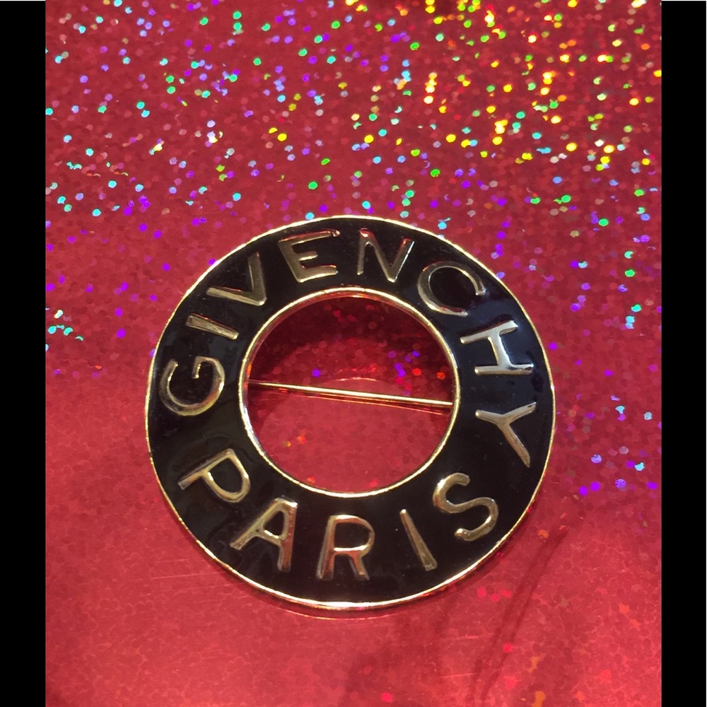 Givenchy Black and Gold Brooch